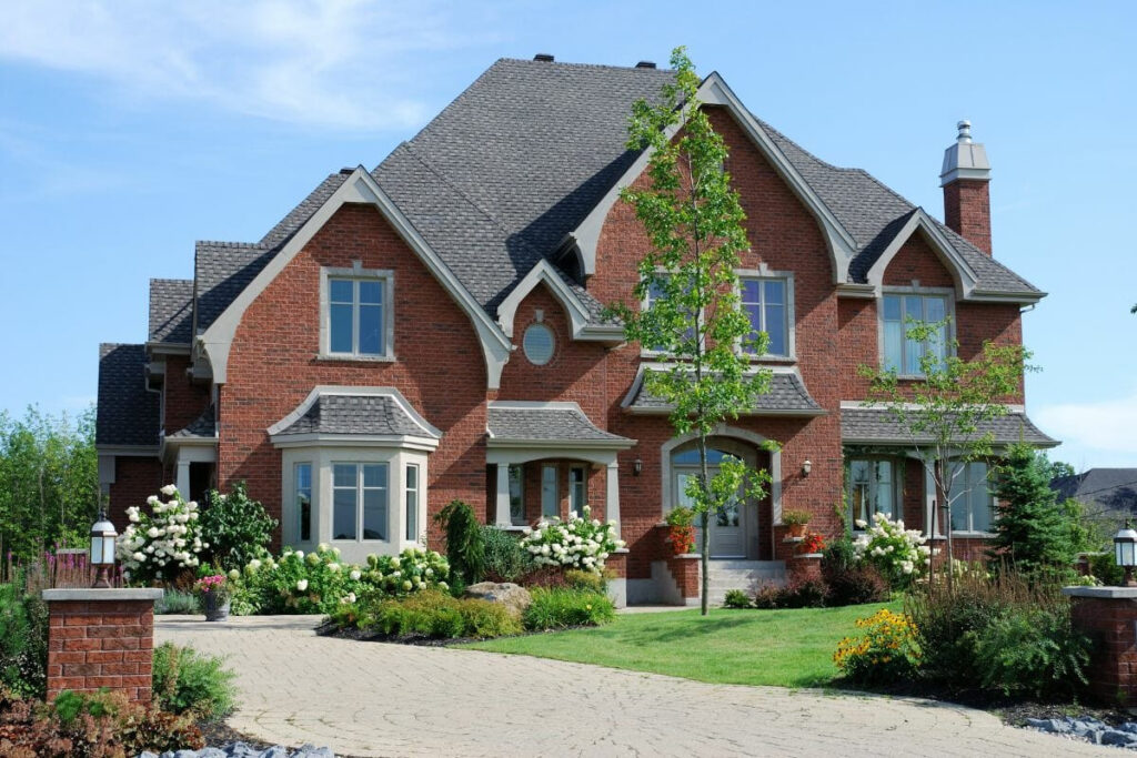 Red brick house with charcoal gray