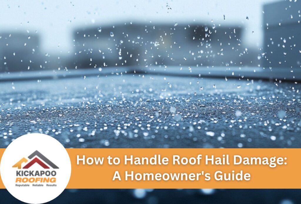 Hailstones falling and bouncing on wet pavement during severe weather storm