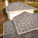 Concrete foundation slabs with rebar reinforcement laid on construction site