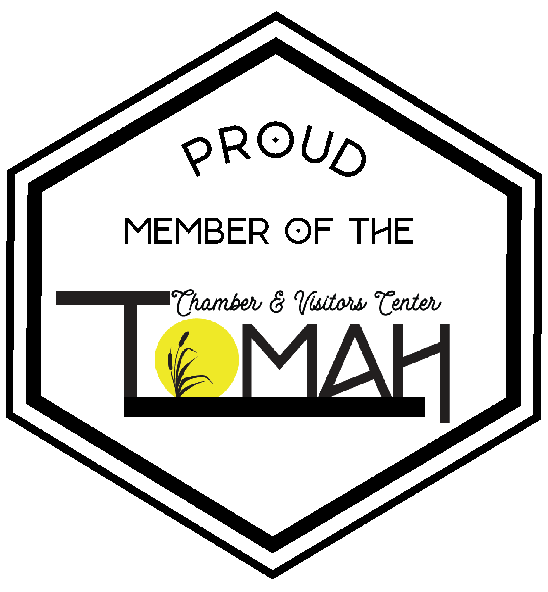 Tomah Chamber and Visitors Center logo with yellow circle and plant design.